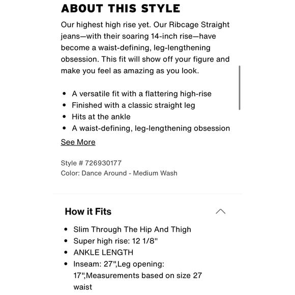 Levi's Premium Ribcage Straight Jeans Ankle Length Womens Size 29 - Picture 10 of 10